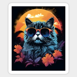 1980's Surf Cat - Retro Vintage Beach Vibes Sticker